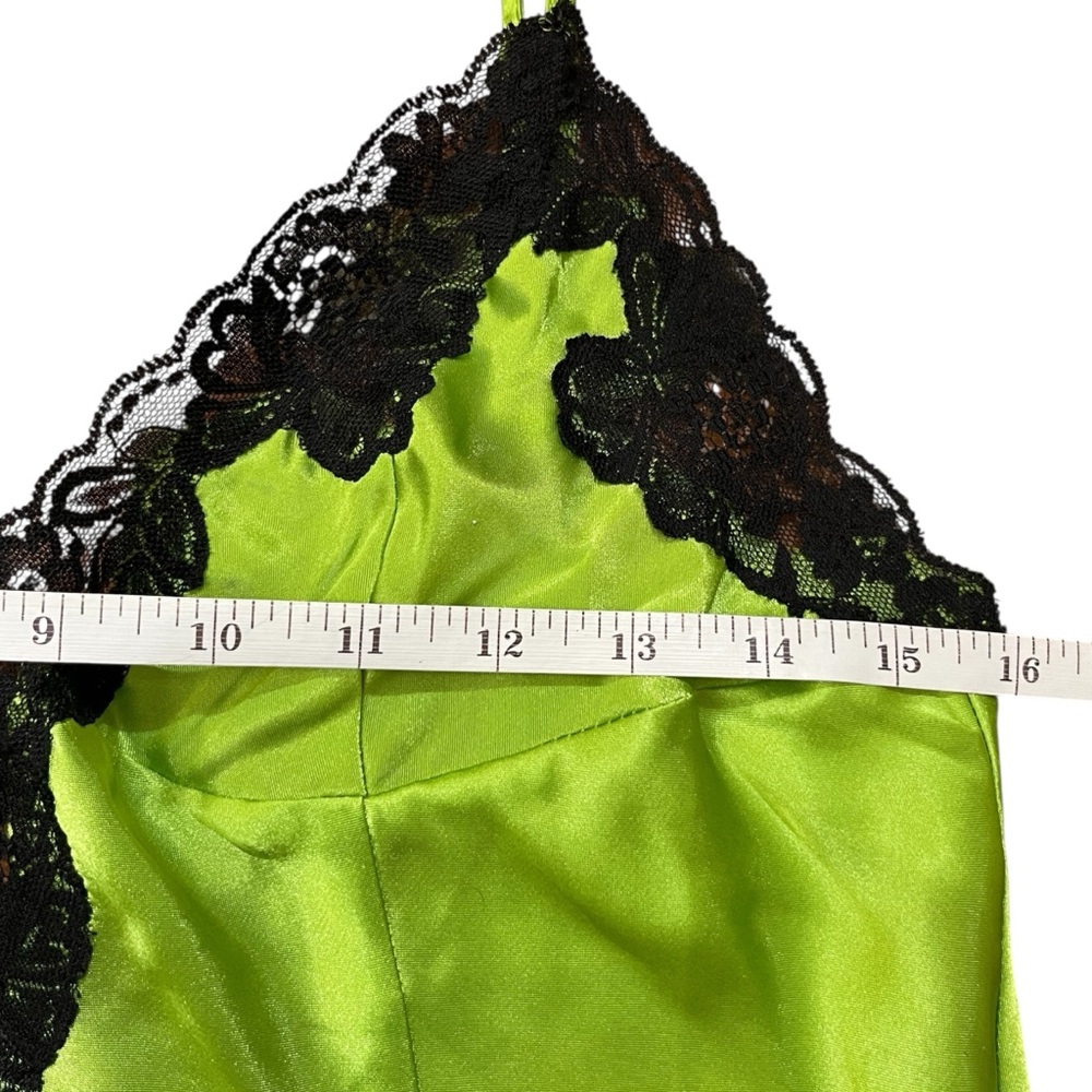 Frederick's of Hollywood Women's Vibrant Green Chemise Satin Slip Dress Sz. M - Picture 6 of 9